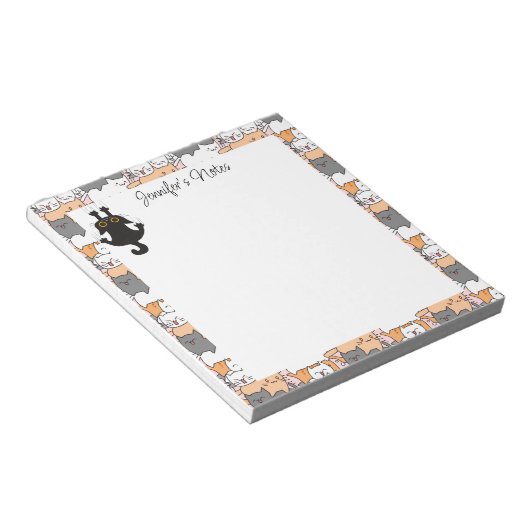 Bloc-note Petits chats Fille Texte personnalisé (Incliné)