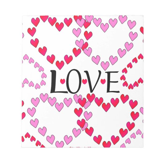 Bloc-note Petits coeurs rose rouge AMOUR (Devant)
