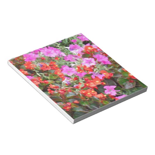 Bloc-note Pétunia rose et géraniums rouges (Incliné)