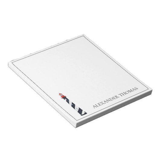 Bloc-note Phare noir et blanc de la côte marine (Incliné)