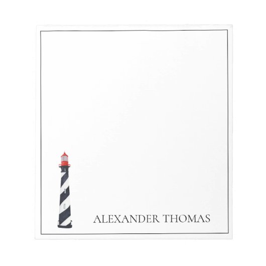Bloc-note Phare noir et blanc de la côte marine (Devant)