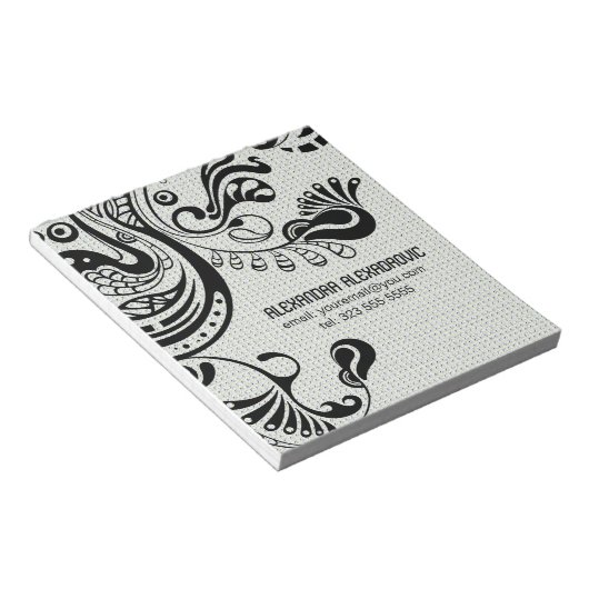 Bloc-note Phoenix Abstrait blanc rétro-Monogramme (Incliné)