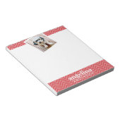 Bloc-note Photo de Red Chevron Motif Nom personnalisé (Incliné)