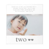 Bloc-note Photo Invitation Coeur fête anniversaire (Devant)