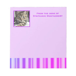 Bloc-note Photos personnalisées avec des rayures violettes r