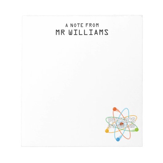 Bloc-note PHYSICS. IT'S THE LAW Science Personalised (Devant)