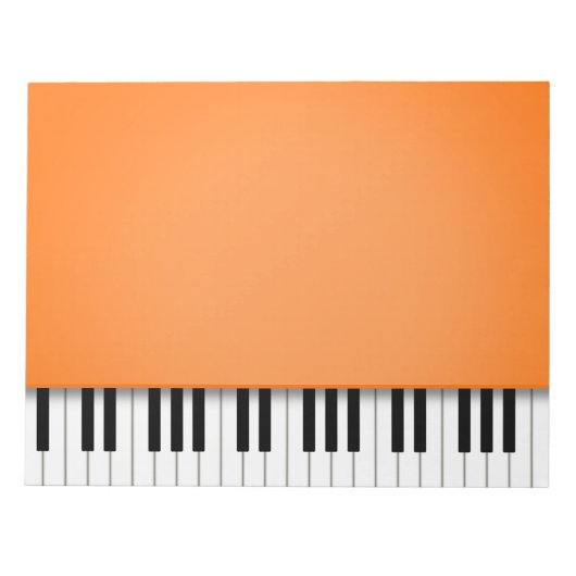 Bloc-note Piano Keyboard Fun Orange 8.5x11 Musique (Devant)