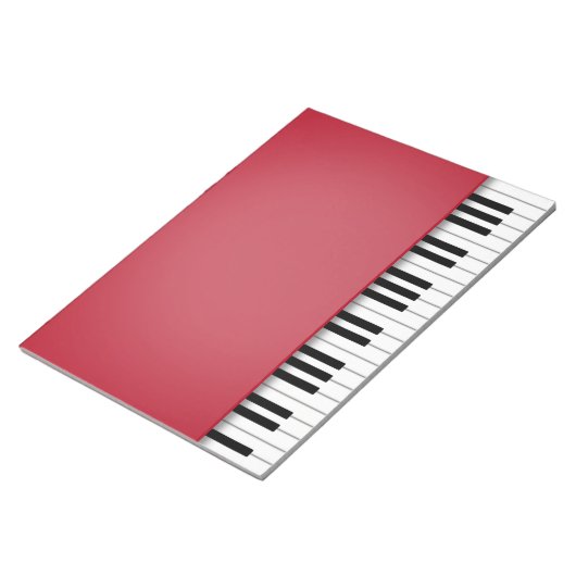 Bloc-note Piano Keyboard Fun Red 8.5x11 Music (Incliné)