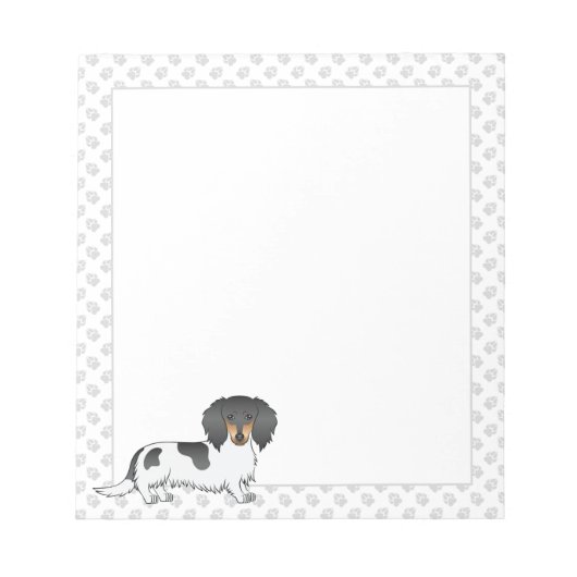 Bloc-note Piebald Noir Et Tan Longues Cheveux Dachshund & Pa (Devant)