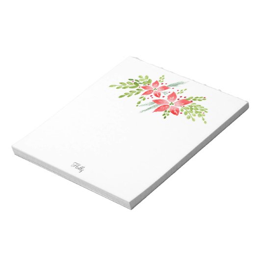 Bloc-note Pièce centrale en aquarelle Poinsettia (Tourné)