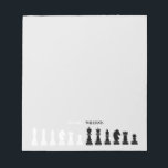 Bloc-note Pièce d'échecs personnalisée Gris<br><div class="desc">Bloc-notes classique noir et blanc pour les amateurs d'échecs, avec des figures d'échecs dans un motif géométrique. Design moderne des pièces d'échecs</div>