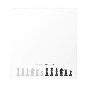 Bloc-note Pièce d'échecs personnalisée noir blanc