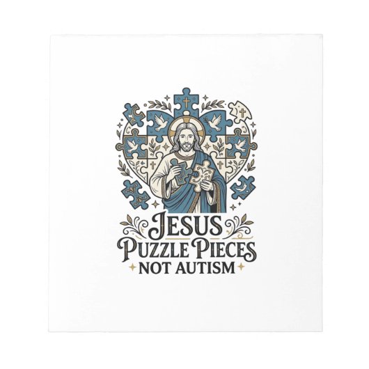 Bloc-note Pièces de puzzle Jésus pas autisme Pièces de puzzl (Devant)