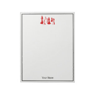 Bloc-note Pièces d'échecs Art Vintage #2 Rouge