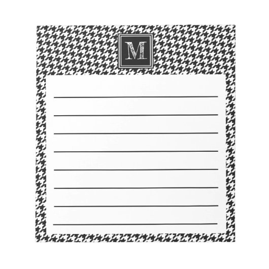 Bloc-note Pied de fond blanc noir classique | Monogramme mod (Devant)
