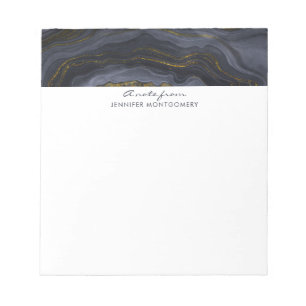 Bloc-note Pierre d'Agate Noir & Or moderne Abstrait