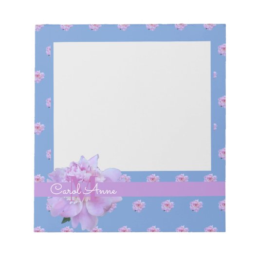 Bloc-note Pierre rose Fleur violet Monogramme bleu Post-it N (Devant)