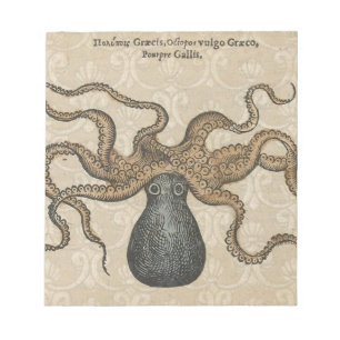 Bloc-note Pieuvre Kraken Antique Faune Marine Côtière