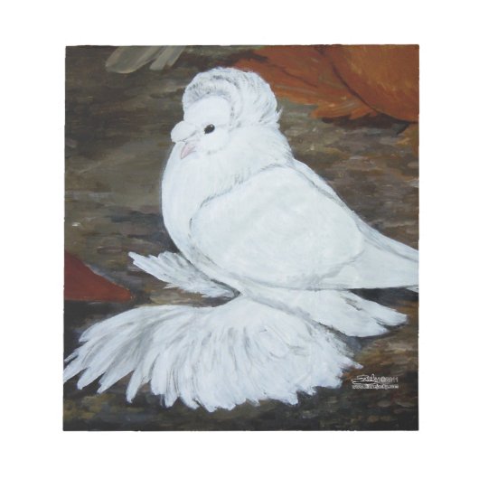 Bloc-note Pigeon trompette anglais blanc (Devant)