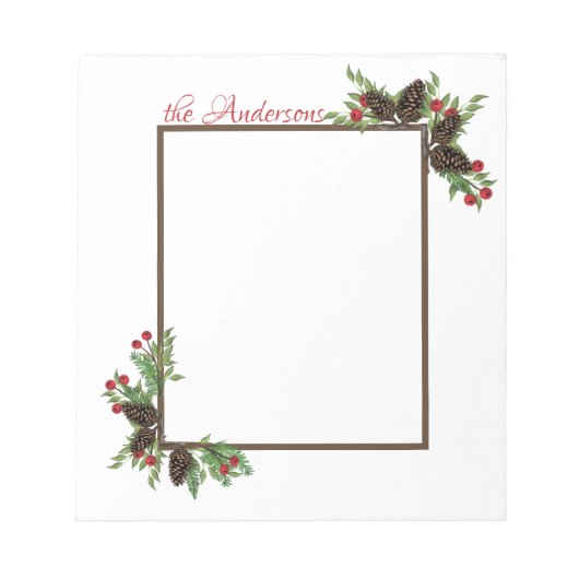 Bloc-note Pin cônes et coussin de notes de baies (Devant)