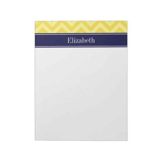 Bloc-note Pineapple Lt Yellow LG Chevron Navy Nom monogram (Tourné)