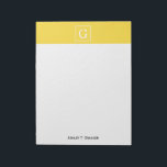 Bloc-note Pineapple Yellow White Framed Monogram initial<br><div class="desc">Ananas Jaune et Blanc encadré Monogramme initial Un arrière - plan élégant et solide jaune ananas avec une zone encadrée blanche pour votre monogramme, nom ou autre texte. Vous pouvez également modifier la police de texte, modifier la taille et la couleur de la police, déplacer le texte, etc. Si vous...</div>