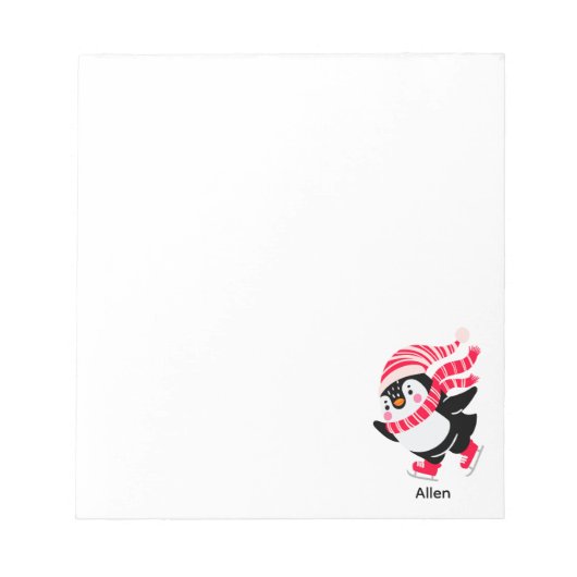 Bloc-note Pingouin de Noël dans un Casquette et écharpe sur (Devant)