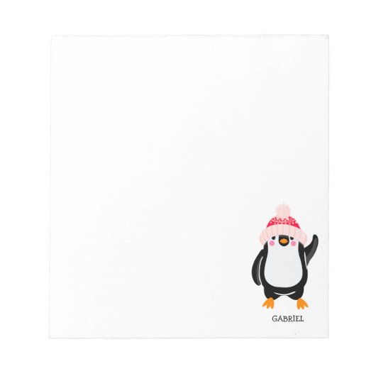 Bloc-note Pingouin de Noël mignon personnalisé en Casquette  (Devant)