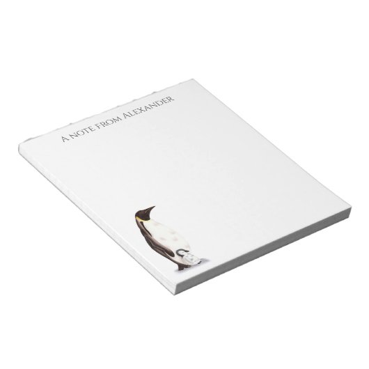 Bloc-note Pingouin mignon empereur avec bébé personnalisé (Incliné)