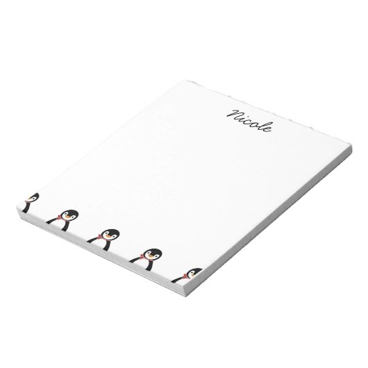 Bloc-note Pingouin souriant mignon avec écusson (Tourné)