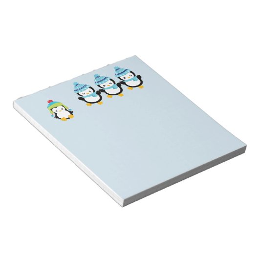 Bloc-note Pingouins habillés pour l'hiver (Incliné)