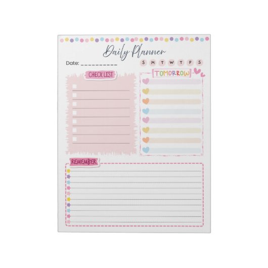 Bloc-note Pink Aesthetic Daily Planner Notepad (Tourné)