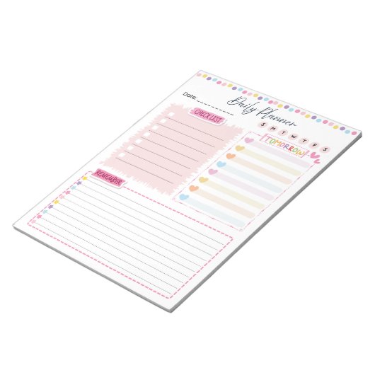 Bloc-note Pink Aesthetic Daily Planner Notepad (Incliné)