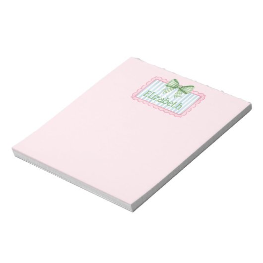 Bloc-note Pink and Blue Frame With Green Gingham Bow (Tourné)