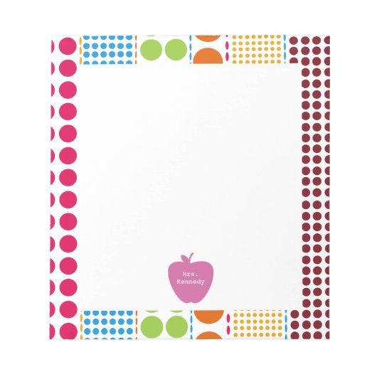 Bloc-note Pink Apple Boho Dots enseignant (Devant)