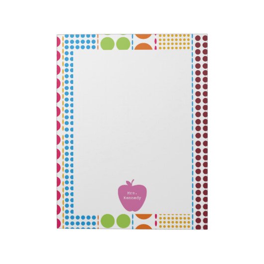 Bloc-note Pink Apple Boho Dots enseignant (Tourné)