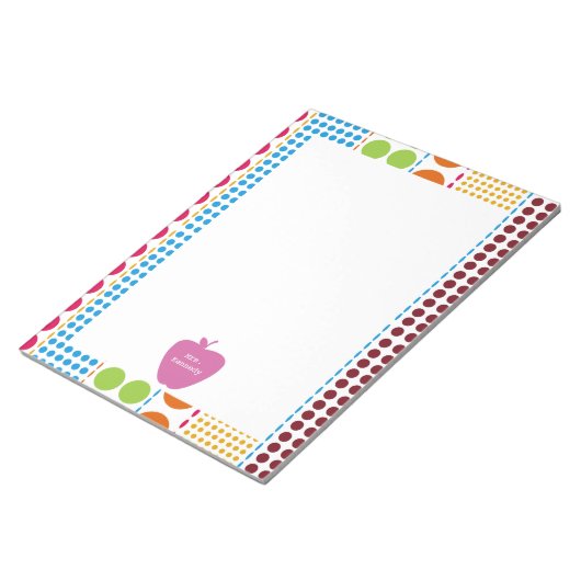 Bloc-note Pink Apple Boho Dots enseignant (Incliné)