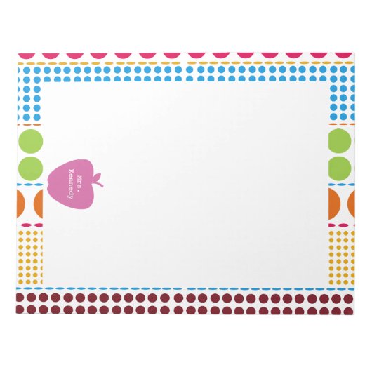 Bloc-note Pink Apple Boho Dots enseignant (Devant)
