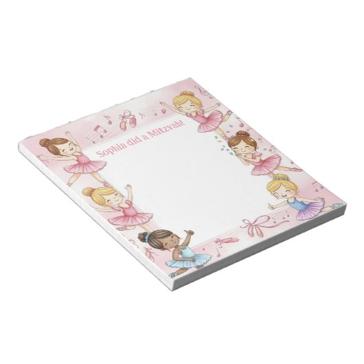 Bloc-note Pink Ballerina Personalized Mitzvah Note pad (Incliné)