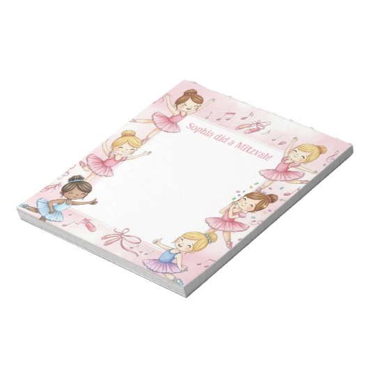 Bloc-note Pink Ballerina Personalized Mitzvah Note pad (Tourné)