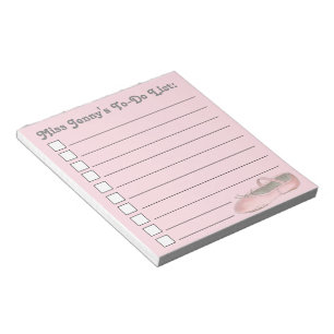 Bloc-note Pink Ballet Slipper Dance Teacher To Do List