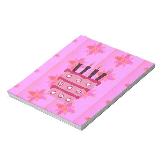 Bloc-note Pink Bird Cake Art Imprimer (Tourné)