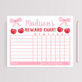 Bloc-note Pink Cherry Bow Girl Reward Chart Chore Chart