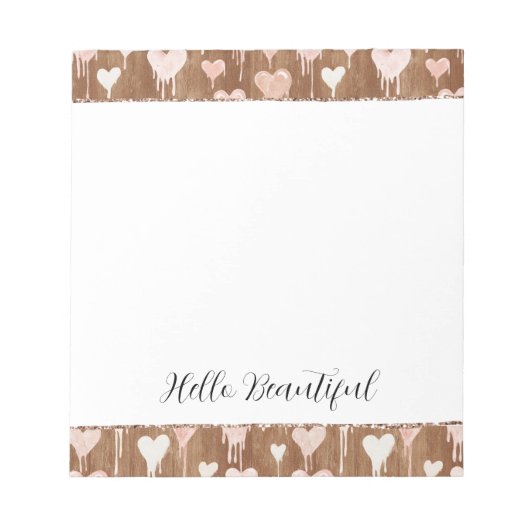 Bloc-note Pink Cream Chocolate Brown Hearts   (Devant)