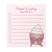 Bloc-note Pink Cupcake Bow Sprinkles Baby Fête des mariées (Devant)