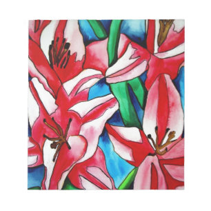 Bloc-note Pink day Lily watercolor art painting