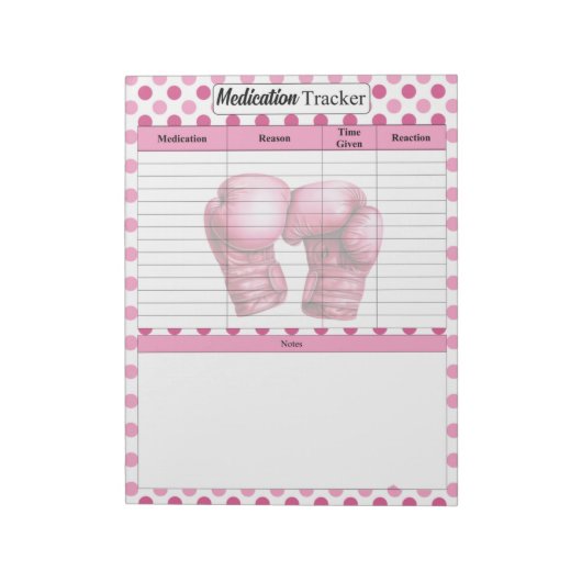 Bloc-note Pink Floral Breast Cancer_ Suivi des médicaments (Tourné)