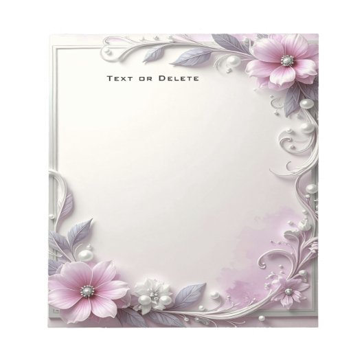 Bloc-note Pink Floral Frame Notepad (Devant)