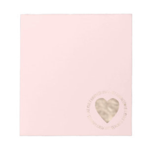 Bloc-note Pink Gold Love Peace Kindness Heart inspirant