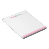 Bloc-note Pink & Mint Modern Name Minimalist Notepad (Incliné)